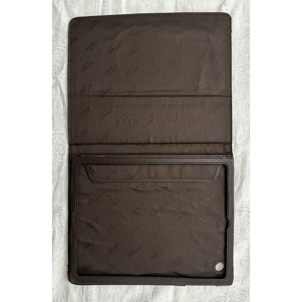 Coach Varick Nylon iPad Case Dark Blue Brown Cover Stand F61815 - Picture 3 of 9